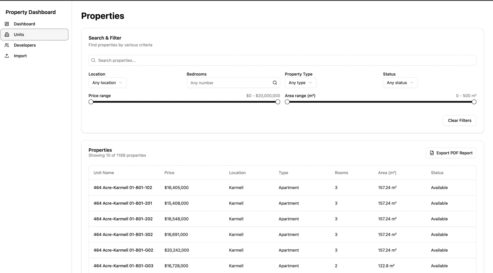 Property Management System - Portfolio Entry project screenshot